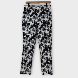 Rafaella Women’s Size 8 Gray Black Floral Print Comfort Stretch Pull On Trouser